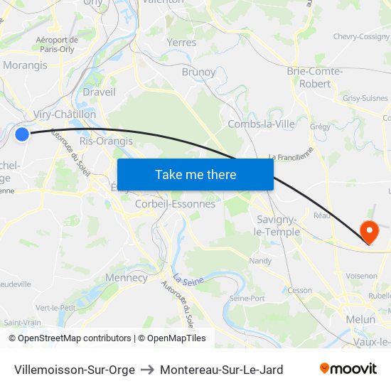 Villemoisson-Sur-Orge to Montereau-Sur-Le-Jard map