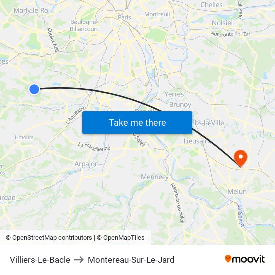 Villiers-Le-Bacle to Montereau-Sur-Le-Jard map