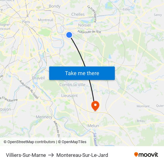 Villiers-Sur-Marne to Montereau-Sur-Le-Jard map