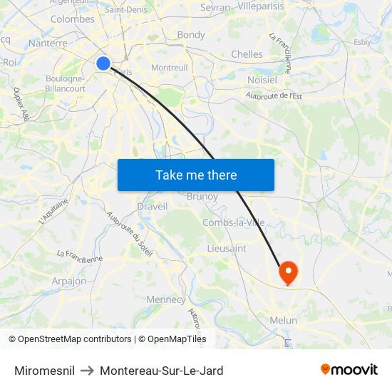 Miromesnil to Montereau-Sur-Le-Jard map