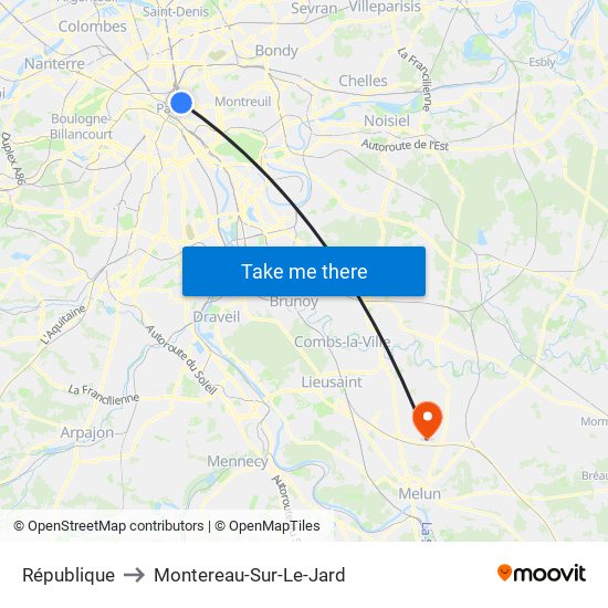 République to Montereau-Sur-Le-Jard map