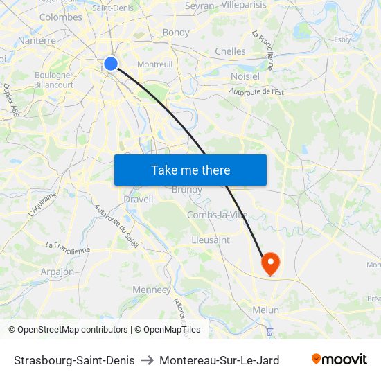 Strasbourg-Saint-Denis to Montereau-Sur-Le-Jard map