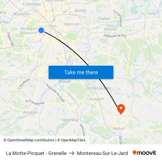La Motte-Picquet - Grenelle to Montereau-Sur-Le-Jard map