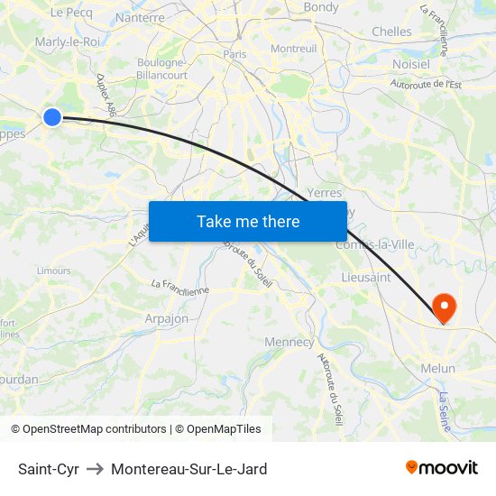 Saint-Cyr to Montereau-Sur-Le-Jard map