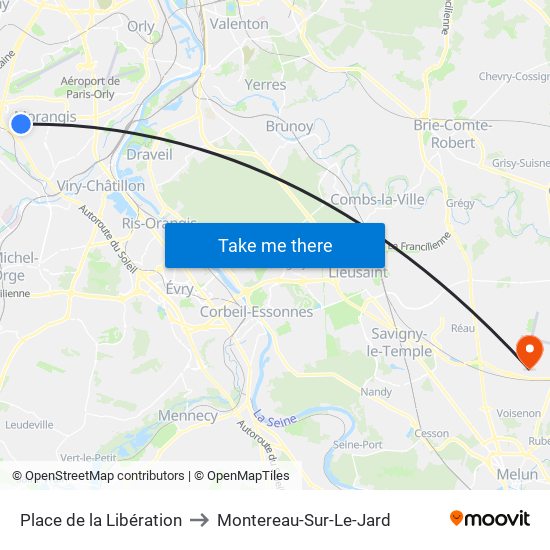 Place de la Libération to Montereau-Sur-Le-Jard map