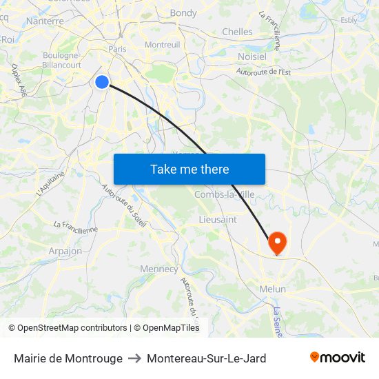 Mairie de Montrouge to Montereau-Sur-Le-Jard map