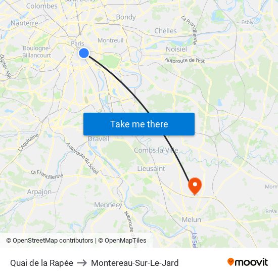 Quai de la Rapée to Montereau-Sur-Le-Jard map