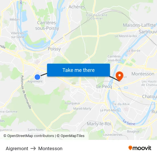 Aigremont to Montesson map