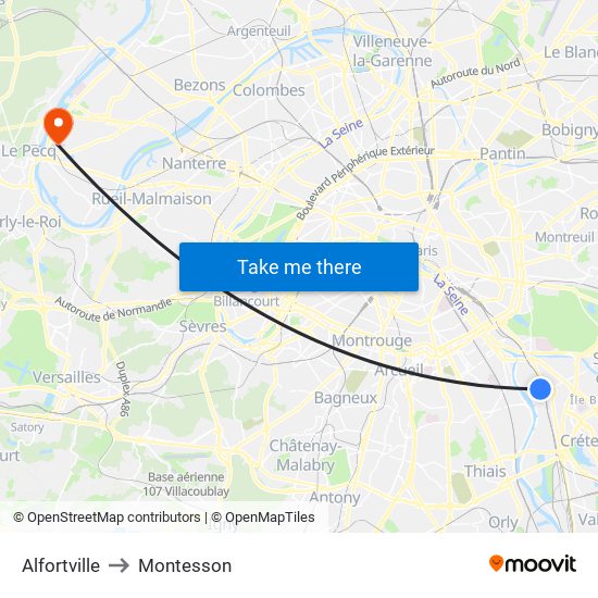 Alfortville to Montesson map