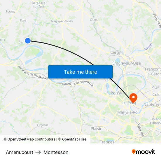 Amenucourt to Montesson map