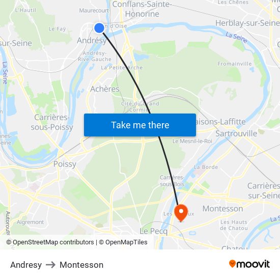 Andresy to Montesson map