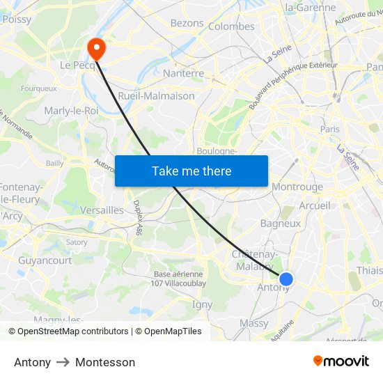 Antony to Montesson map