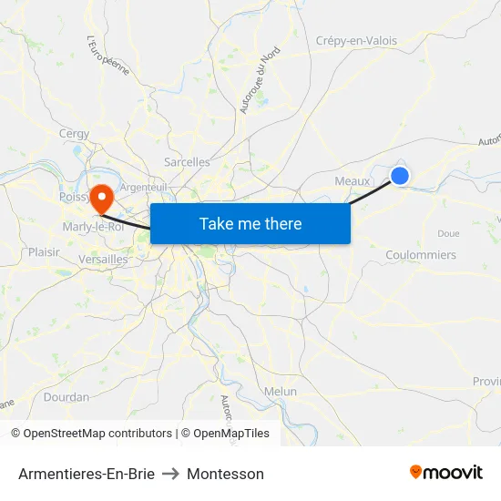 Armentieres-En-Brie to Montesson map