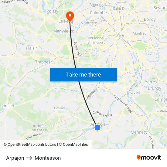 Arpajon to Montesson map