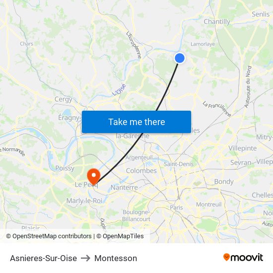 Asnieres-Sur-Oise to Montesson map