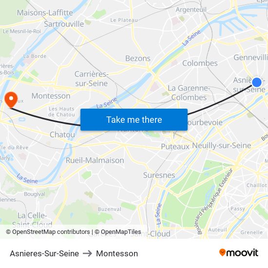 Asnieres-Sur-Seine to Montesson map