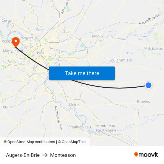 Augers-En-Brie to Montesson map