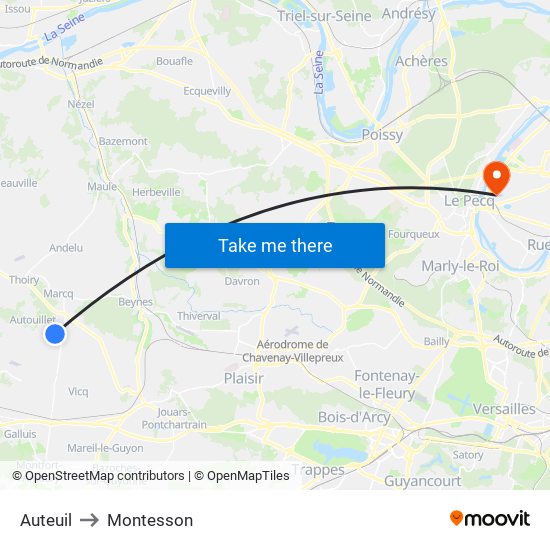 Auteuil to Montesson map