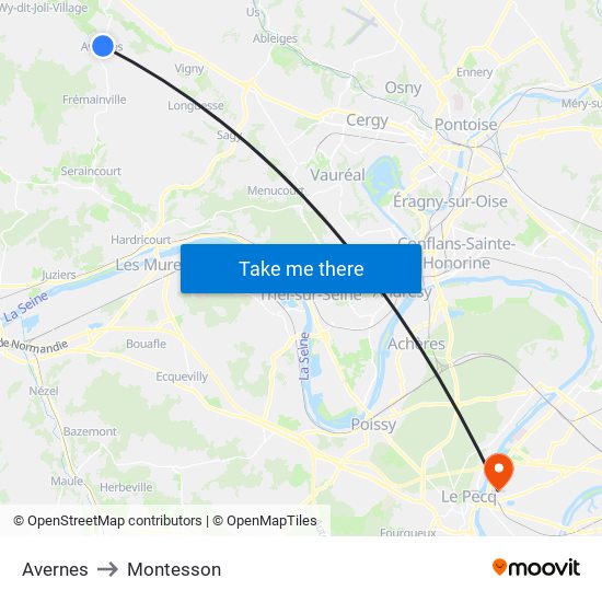 Avernes to Montesson map