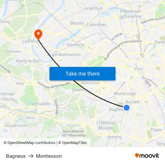 Bagneux to Montesson map