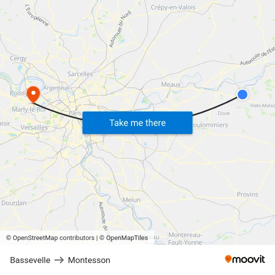 Bassevelle to Montesson map
