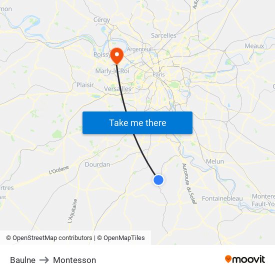 Baulne to Montesson map