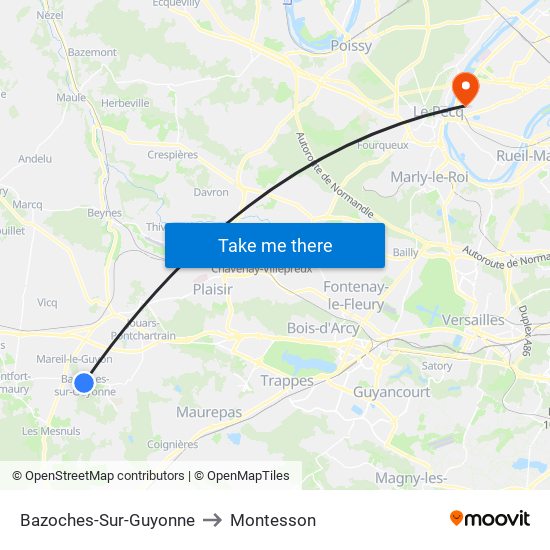 Bazoches-Sur-Guyonne to Montesson map