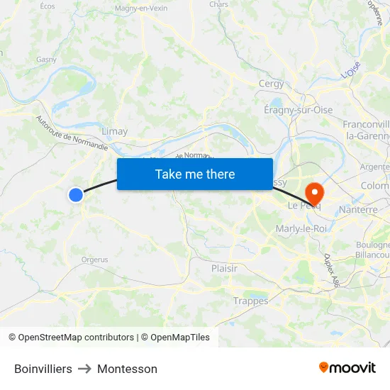 Boinvilliers to Montesson map