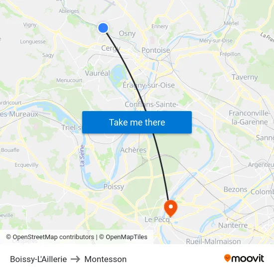 Boissy-L'Aillerie to Montesson map