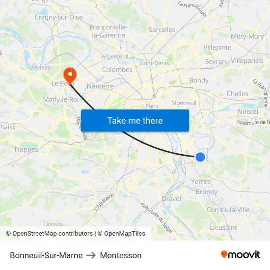 Bonneuil-Sur-Marne to Montesson map