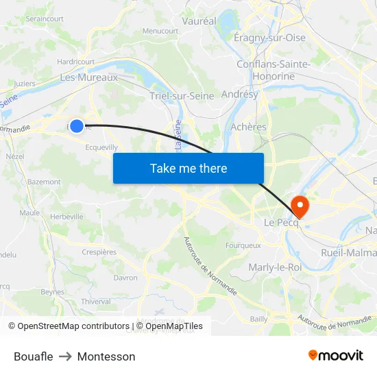 Bouafle to Montesson map