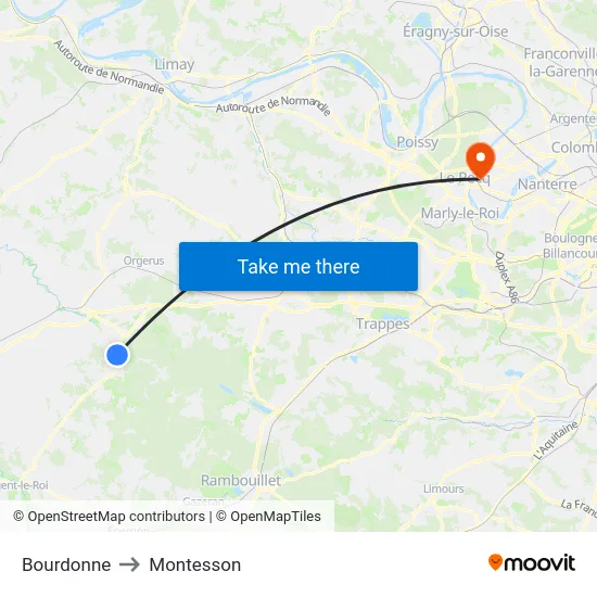 Bourdonne to Montesson map