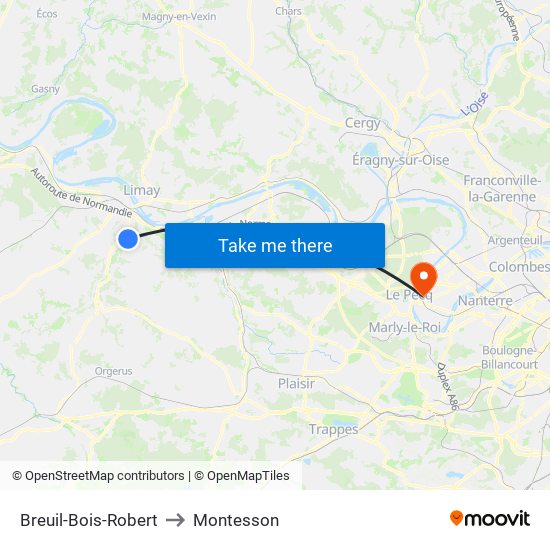 Breuil-Bois-Robert to Montesson map