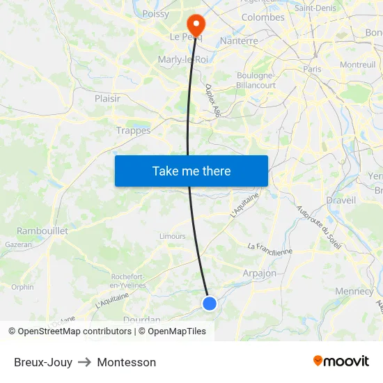Breux-Jouy to Montesson map