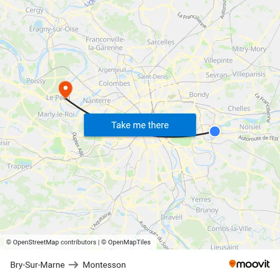 Bry-Sur-Marne to Montesson map