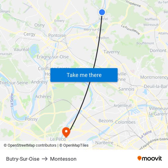 Butry-Sur-Oise to Montesson map