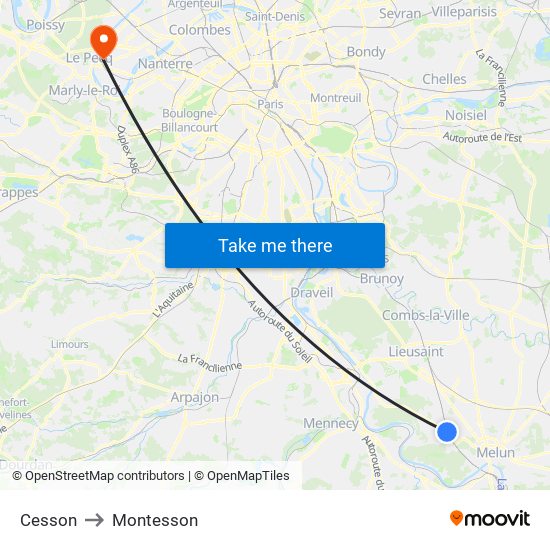 Cesson to Montesson map