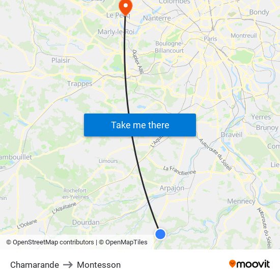 Chamarande to Montesson map