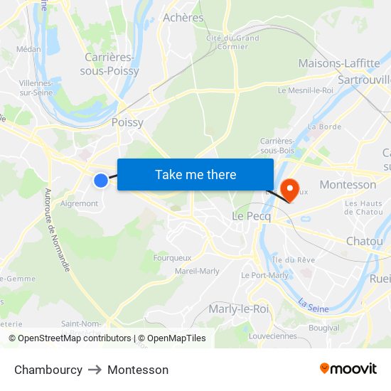 Chambourcy to Montesson map