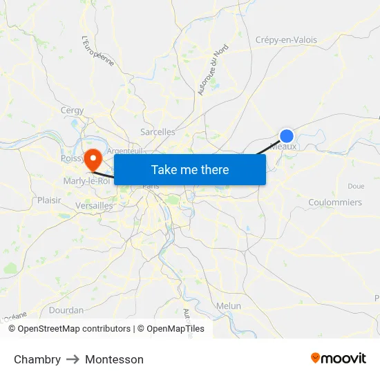Chambry to Montesson map
