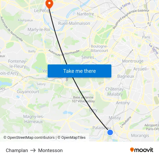 Champlan to Montesson map