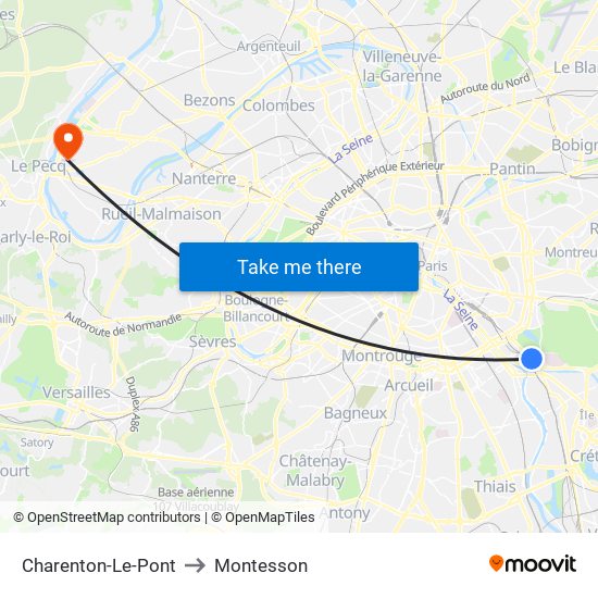 Charenton-Le-Pont to Montesson map