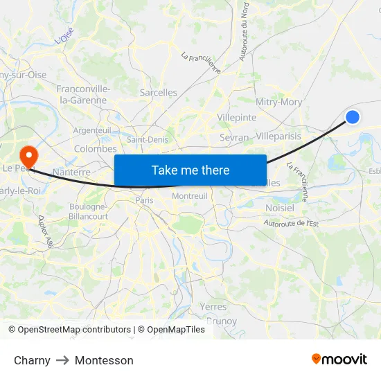Charny to Montesson map