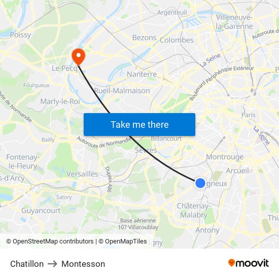 Chatillon to Montesson map