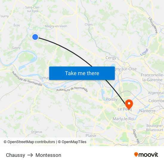 Chaussy to Montesson map