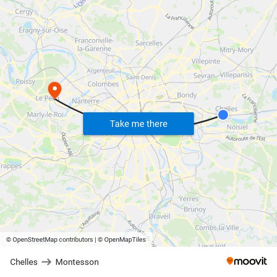Chelles to Montesson map
