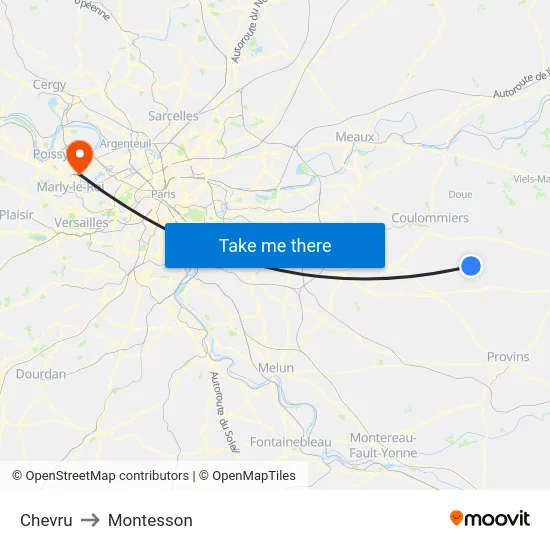 Chevru to Montesson map