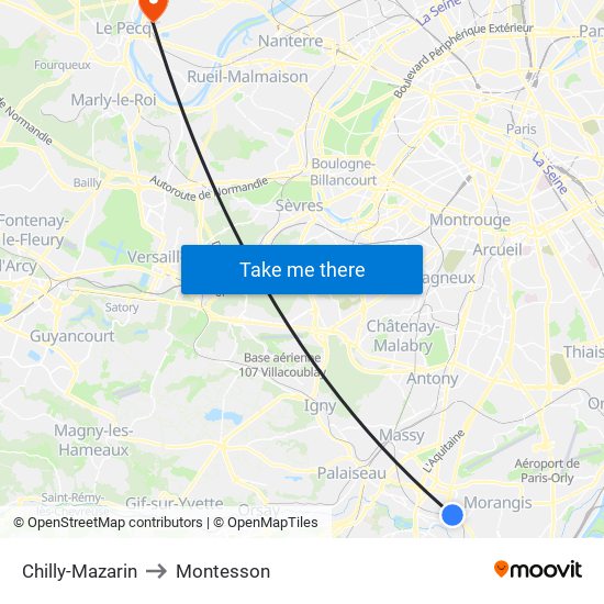 Chilly-Mazarin to Montesson map