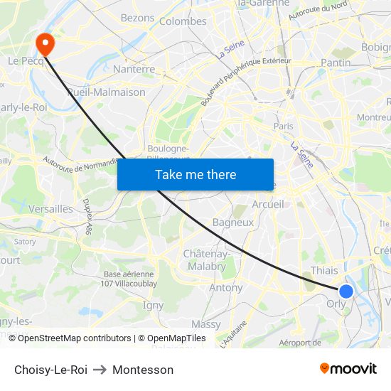Choisy-Le-Roi to Montesson map