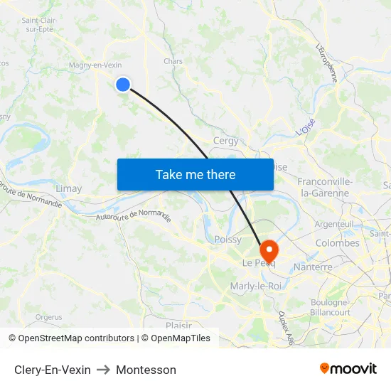 Clery-En-Vexin to Montesson map